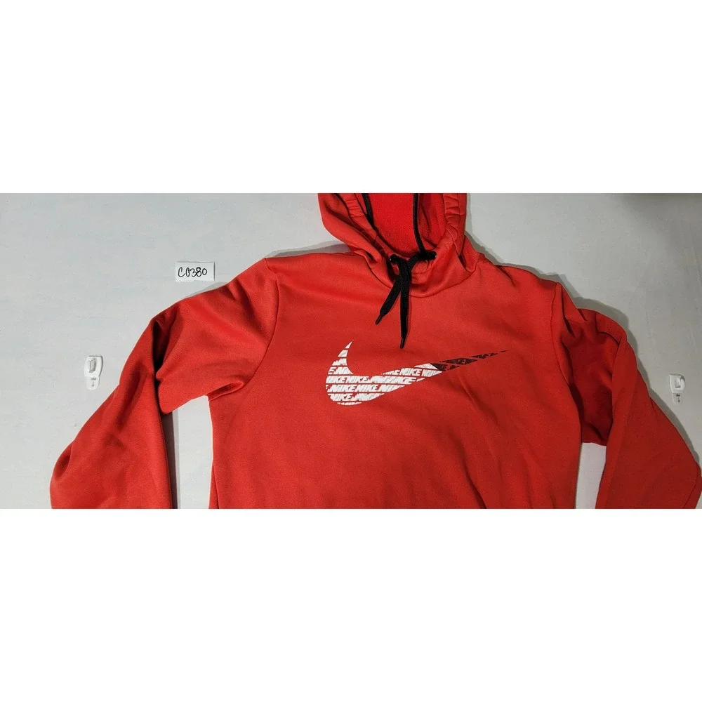 Nike Mens Dri-FIT Graphic Swoosh Pullover Hoodie Red‎ Fleece Sweatshirt